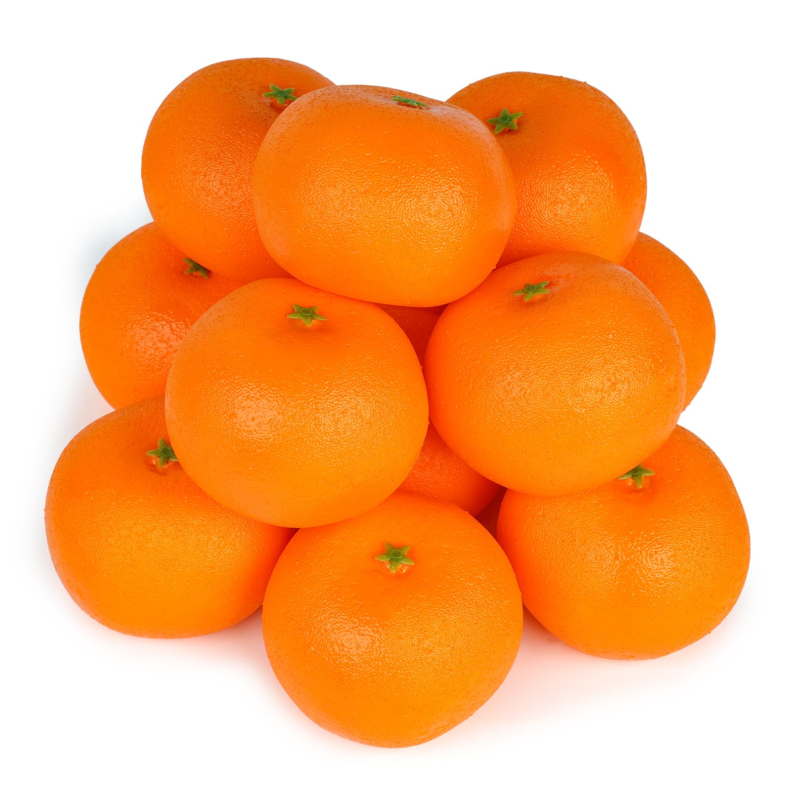 HAKSEN 12 PCS Fake Oranges, Artificial Fruits for Decoration Lifelike Fake Fruit Faux Oranges for Home Kitchen Cabinet Decor Pho