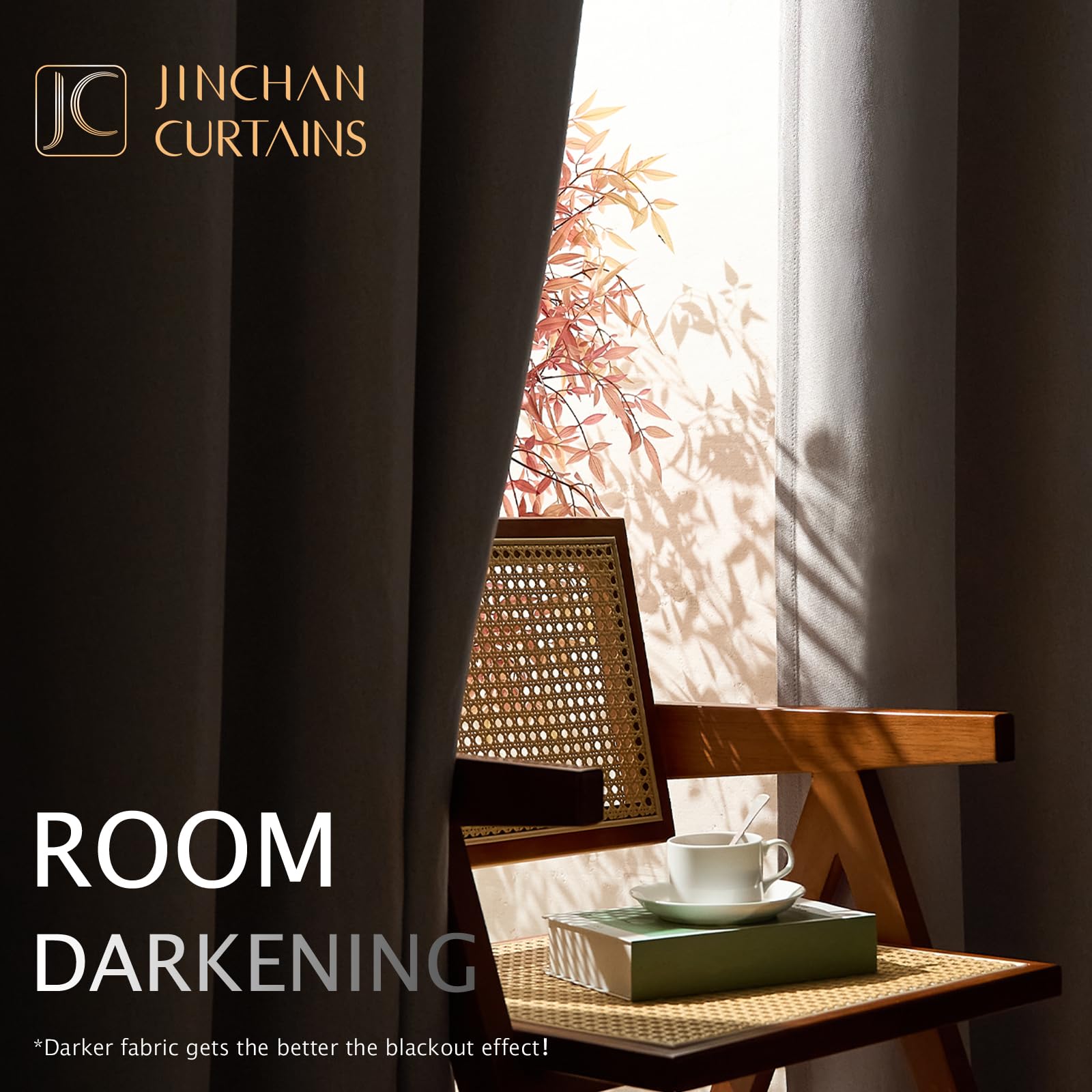 Jinchan Linen Textured Room Darkening Curtain 84 Inch Length For Living Room Darkening Taupe Extra Wide For Room Divider Drape Bedroom Curtain Thermal Insulated Grommet Top 1 Panel Window Treatment
