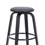 HomeRoots Poplar, Faux Leather, Chrome Metal 30â€ Gray Faux Leather Backless Modern Swivel Bar