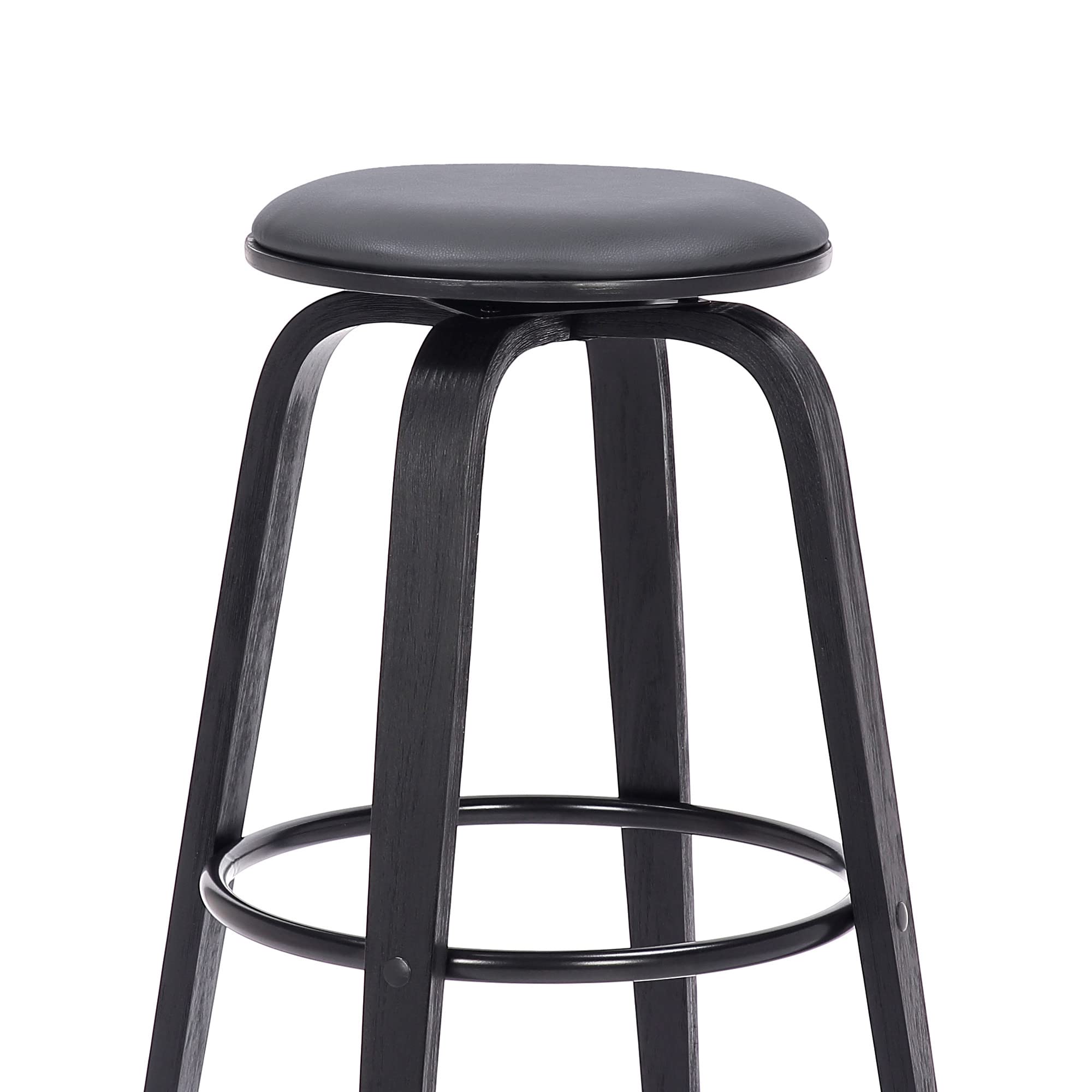 HomeRoots Poplar, Faux Leather, Chrome Metal 30â€ Gray Faux Leather Backless Modern Swivel Bar