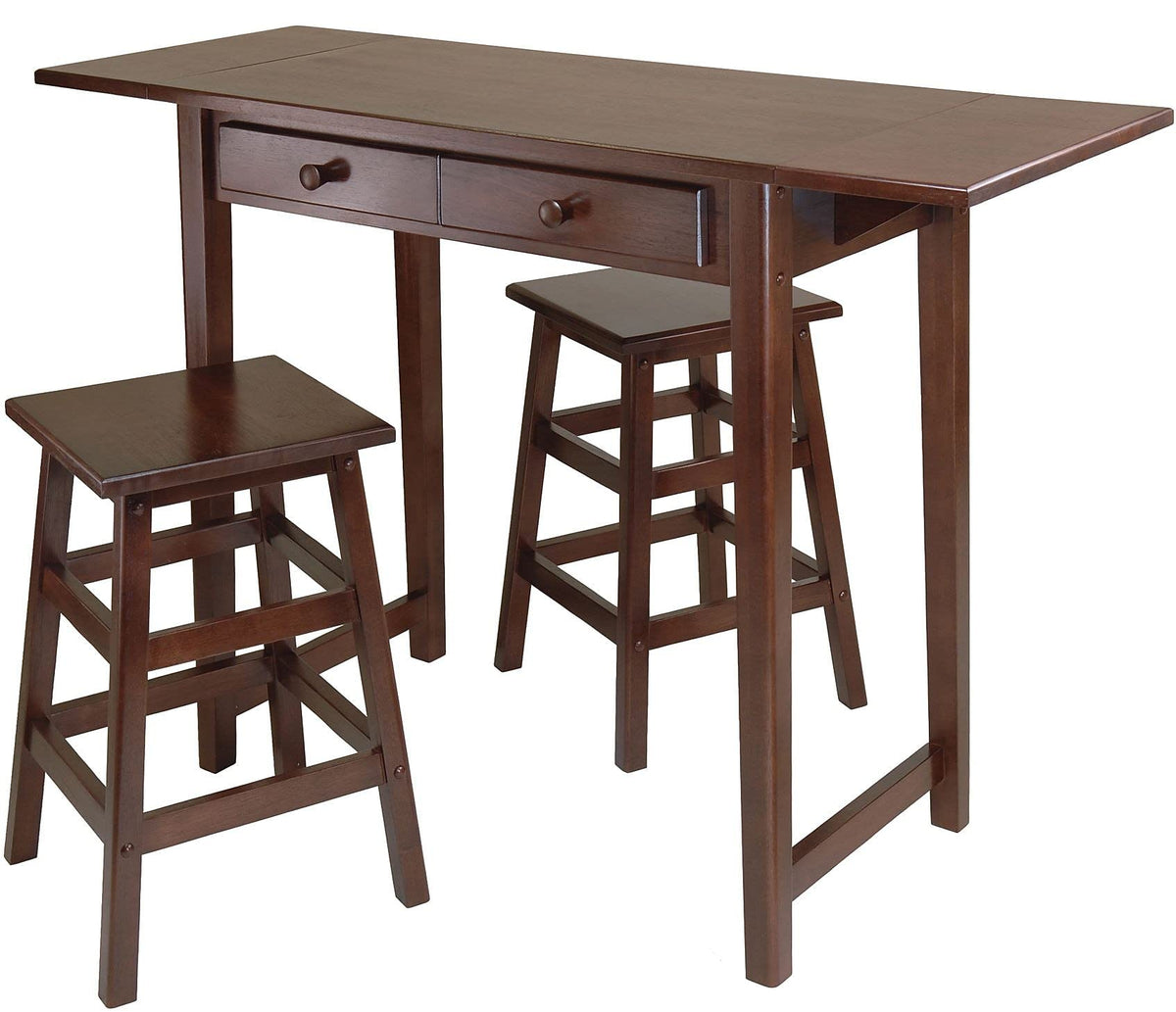 Winsome Mercer 33.86 x 49.76 x 18.48-Inch Wood Double Drop Leaf Table With 2 Stool, Cappuccino (40338)