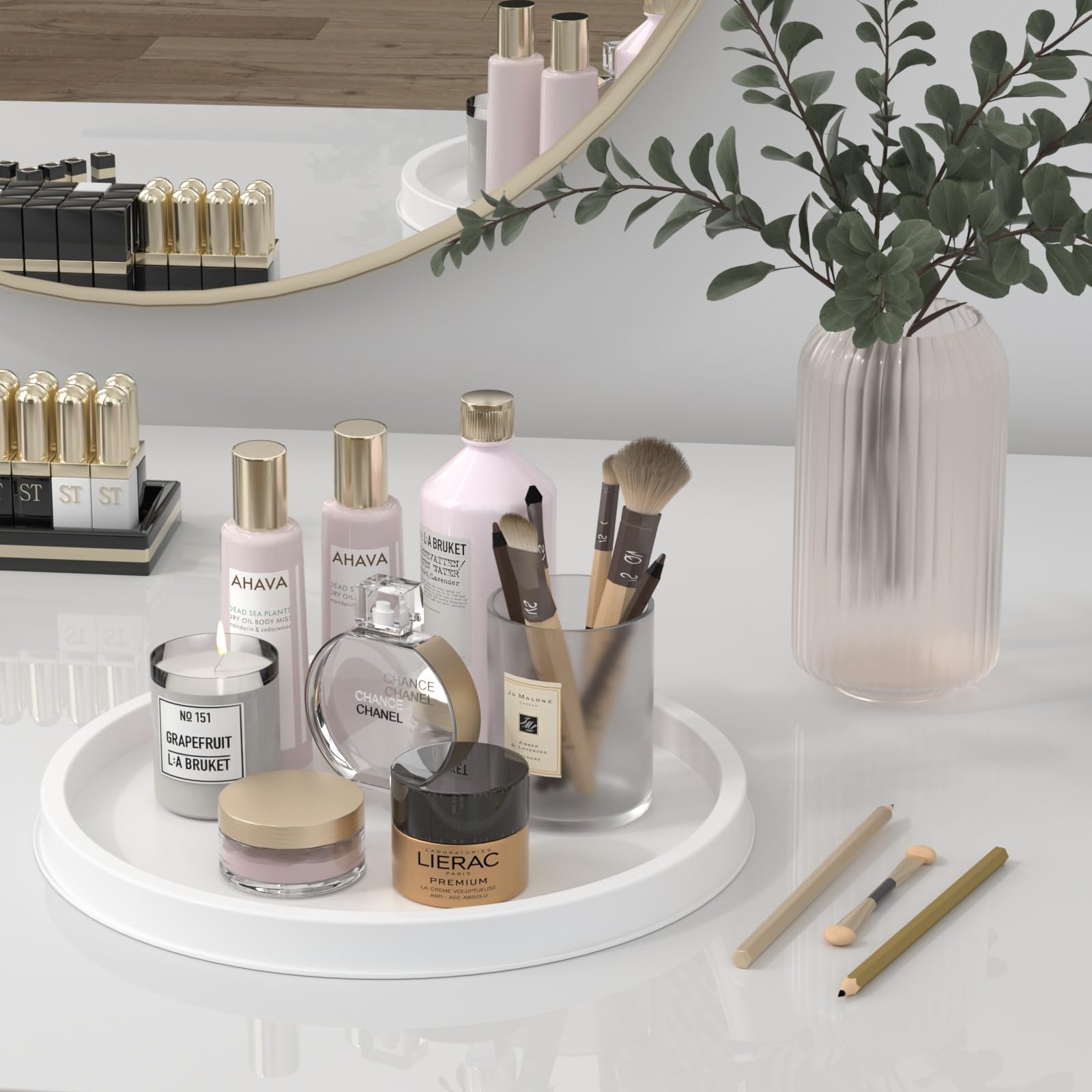 Hgf Bathroom Tray For Sponge And Soap, 13 Inch Metal Iron Round Decorative Tray For Kitchen Sink Dining Centerpiece Countertop O