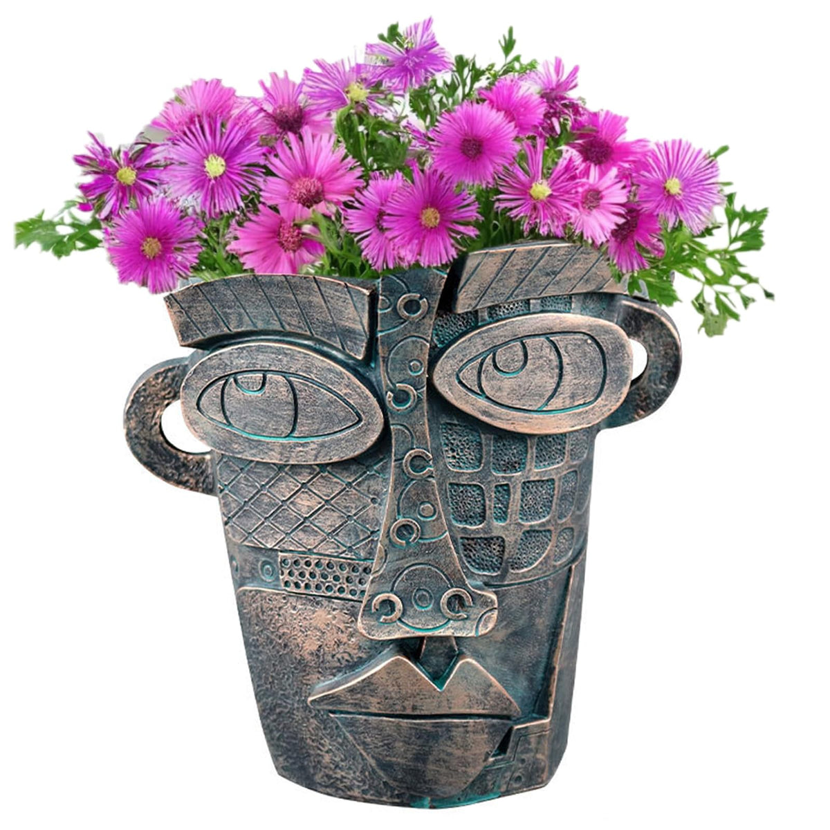 Bronze Abstract Face Planter Pots Unique Head Plant Pots Funny Face Flower Pot For Indoor Plants Home Art Table Decoration