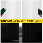 Nicetown 100% Absolutely Blackout Linen Curtains With Thermal Insulated Grey Liner, Greyish White, 52 Inches Wide, 84 Inches Length Energy Saving Curtains For Living Room 2 Panels Set, Vertical Blinds