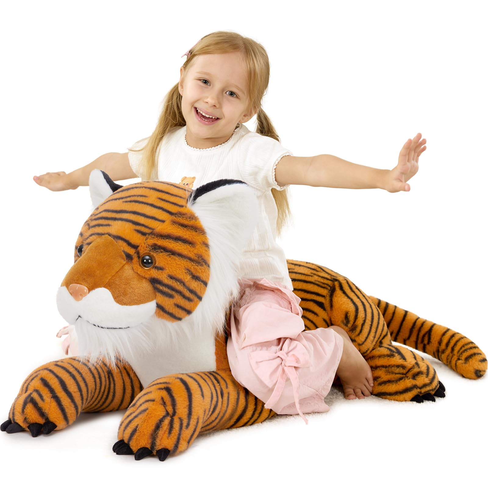 MaoGoLan Giant Tiger Stuffed Animal - 46    Realistic Tiger Plush Toy for Boy Girl Kid, Soft Fluffy Zoo Animal Toy Pillow for Ch