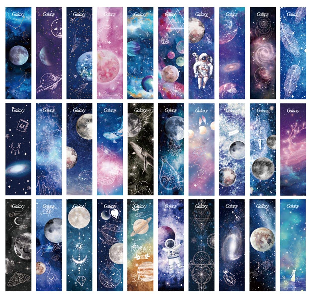 Space Planets Moon Theme Colorful Paper Bookmarks, 30Pcs