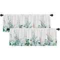 Emvency 2 Pack Valances Window Treatments, Green Eucalyptus Leaves Golden Leaf Blackout Drapes Adjustable Curtain Valances for W