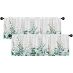 Emvency 2 Pack Valances Window Treatments, Green Eucalyptus Leaves Golden Leaf Blackout Drapes Adjustable Curtain Valances for W