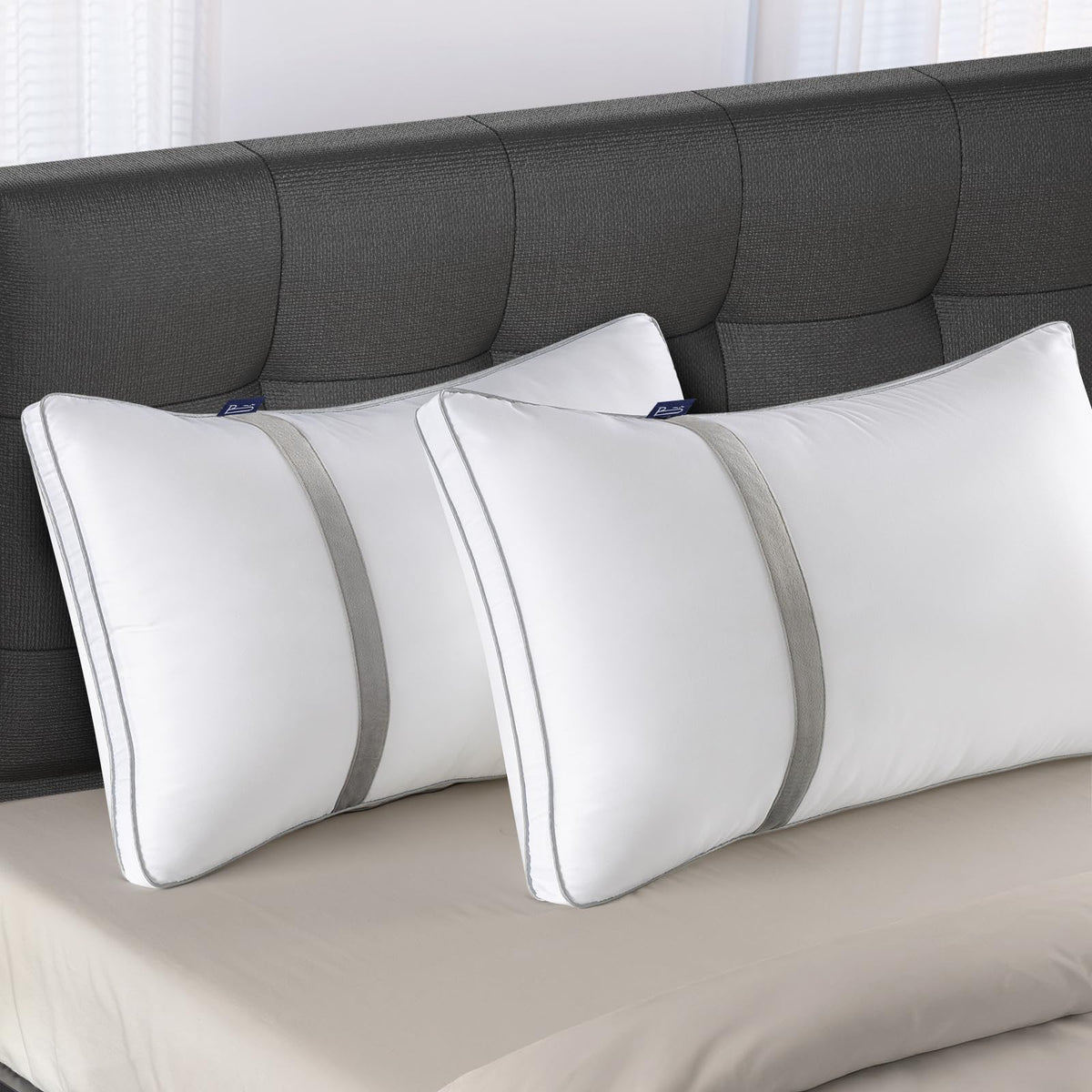 Bedstory Pillows For Sleeping 2 Pack, Hotel Quality Bed Pillow King Size, Down Alternative Pillows With Ultra Soft Fiber Fill, G