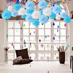 18Pcs Tissue Hanging Paper Pom-Poms, Hmxpls Flower Ball Wedding Party Outdoor Decoration Premium Tissue Paper Pom Pom Flowers Cr
