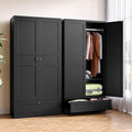 BYNSOE Metal Armoire Wardrobe Closet with 2 Doors 72 Wardrobe Cabinet with Drawers and Hanging Rail Metal Closet with Adjustab
