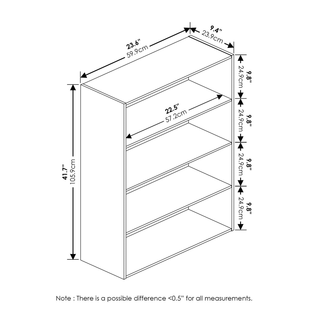 Furinno Pasir 4 Tier Open Shelf, French Oak Grey