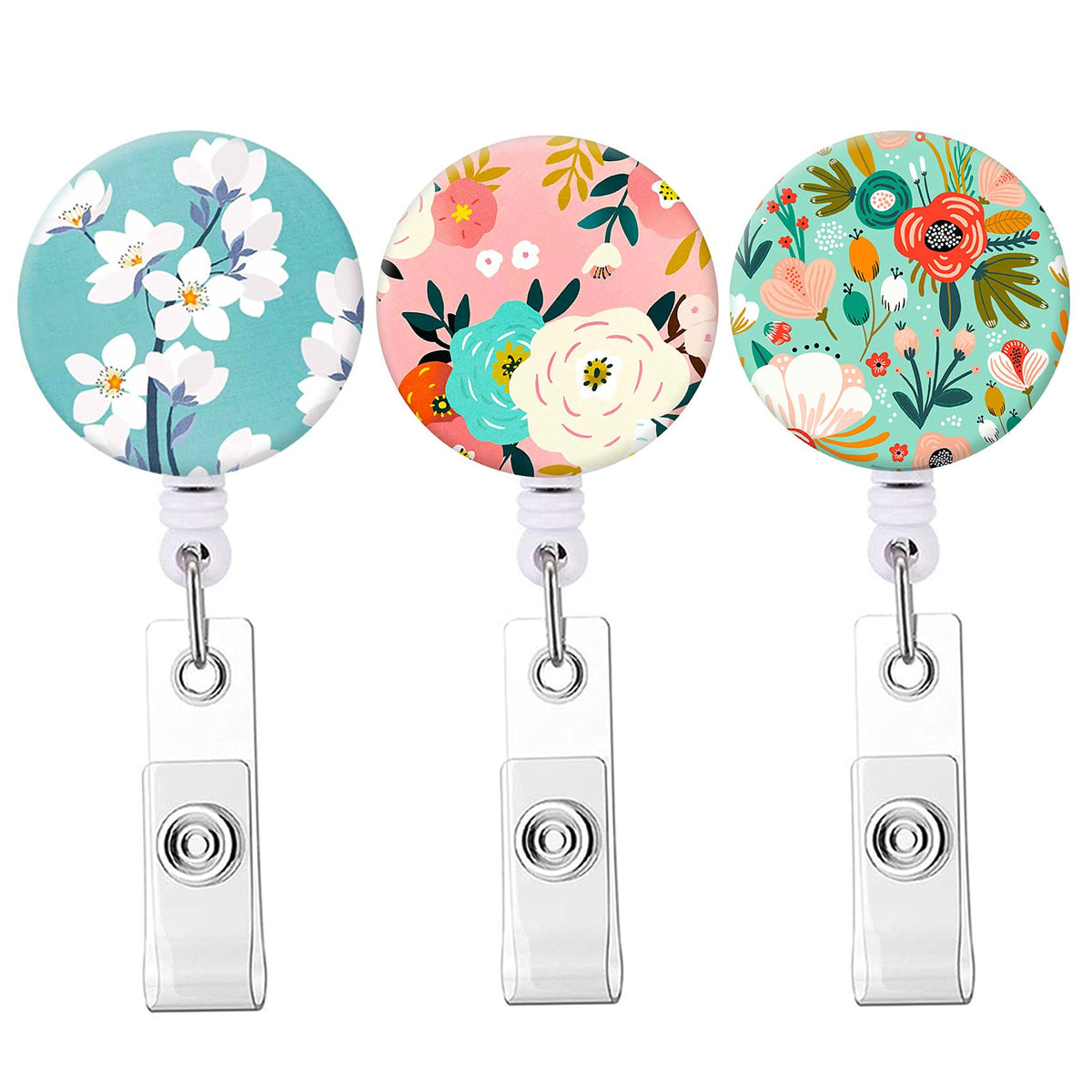 Badge Reel Retractable Badge Holder With Alligator Clip Cute Badge Clip On Id Name Card Holders For Nurse Doctor And Office (3Pa