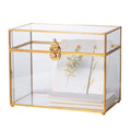 NCYP Small Glass Card Box with Lid for Wedding Reception - 9.8  x 5.6  x 7.7  - Rectangle Storage Terrarium for Party Wishwell K