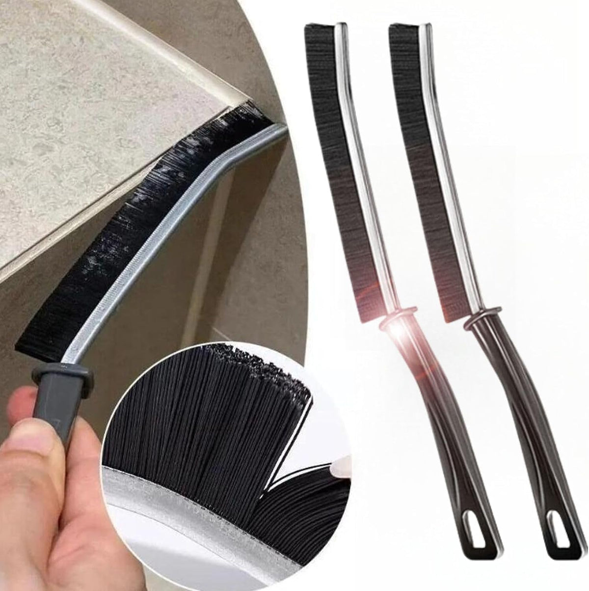 BRIGHTZONE 2 Pcs Gap Cleaning Brush, 2023 New Hard Bristle Crevice Cleaning Brush, Grout Cleaner Scrub Brush Deep Tile Joints,Mu