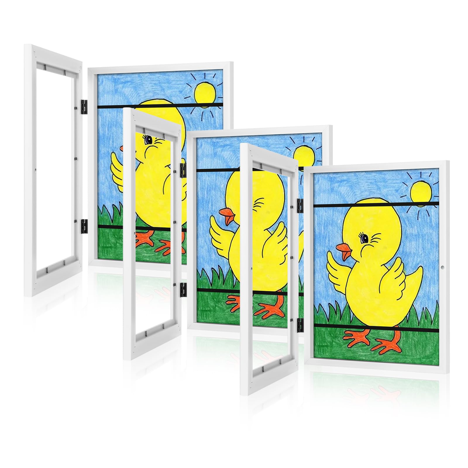 [3-Pack] Kids Art Frames, 8.5x11 Front Opening Kids Artwork Frames Changeable, White Artwork Display Storage Frame for Wall, Hol