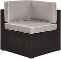 Crosley Furniture Palm Harbor Corner Outdoor Sectional Chair, Wicker Patio Chairs for Porch, Deck, Backyard, Brown with Gray Cushions