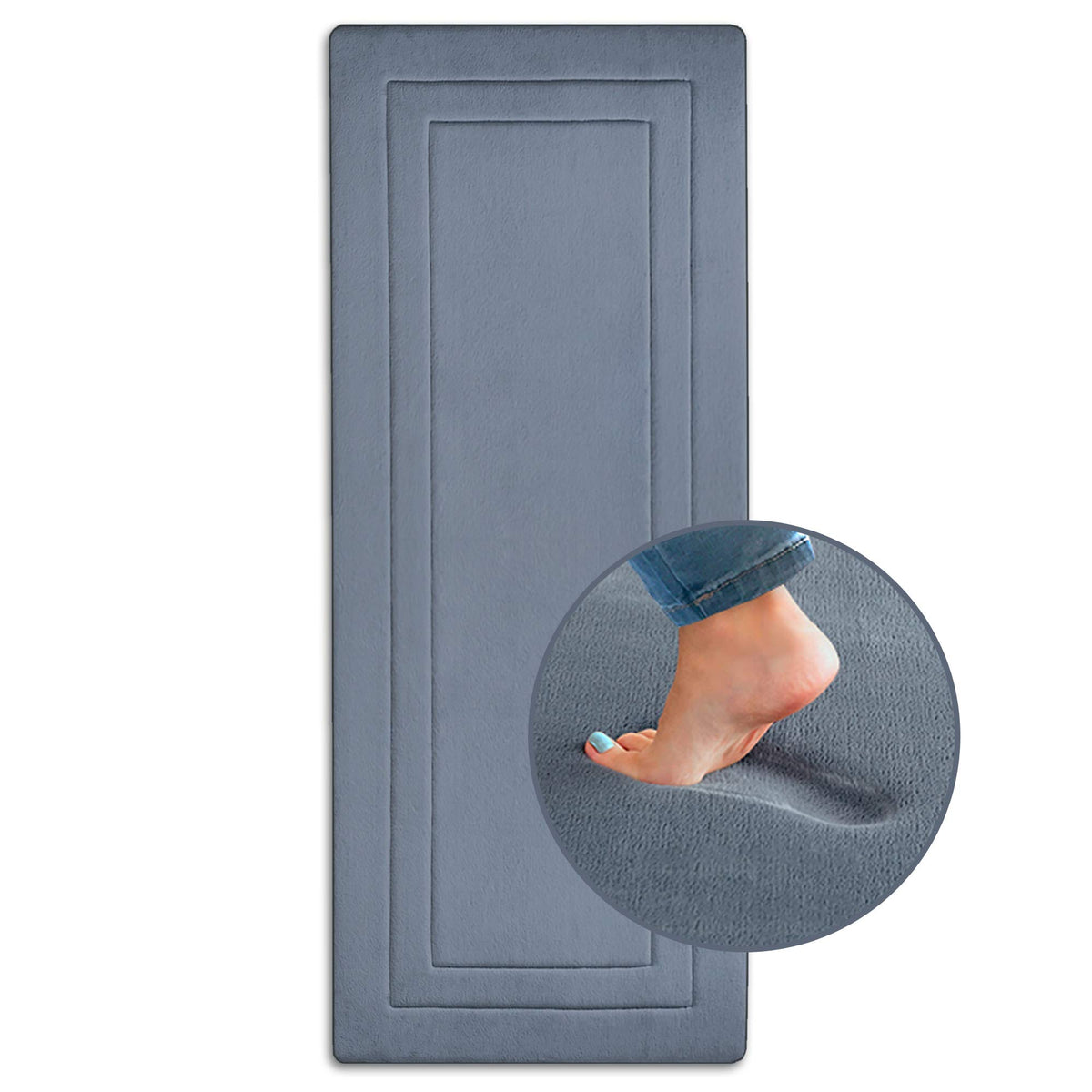 Ellendi Ultima Comfort Memory Foam Runner Rug  24 x 60, NonSlip Kitchen Runner  ExtraLong Bath Mat for Bathroom and Bedroo