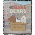 Logovision We Bare Bears Blanket, 50'X60' Baby Bears Woven Tapestry Cotton Blend Fringed Throw