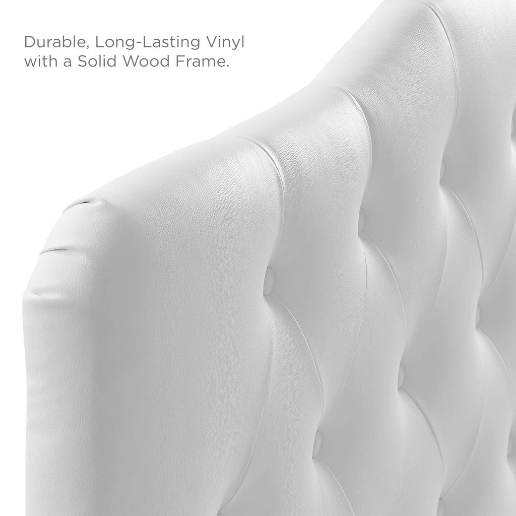 Modway Annabel Tufted Button Faux Leather Upholstered Full Headboard in White