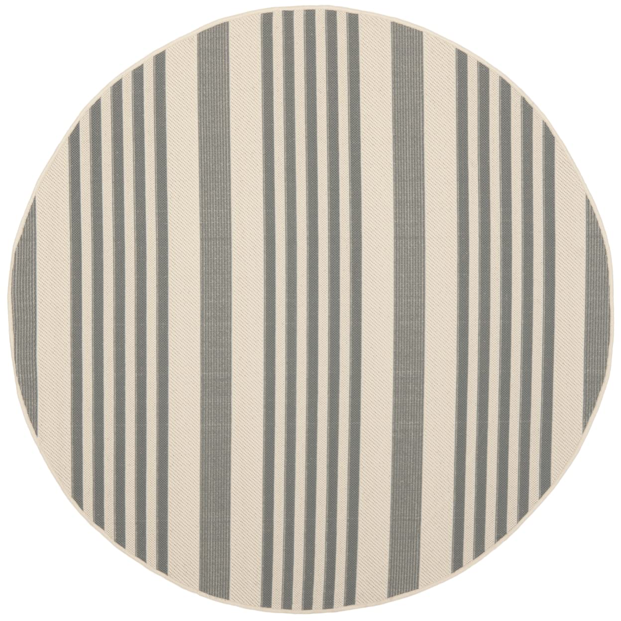 SAFAVIEH Courtyard Collection 5'3'' Round Grey/Bone CY6062 Stripe Indoor/ Outdoor--Waterproof Easy--Cleaning Patio Backyard Mudr
