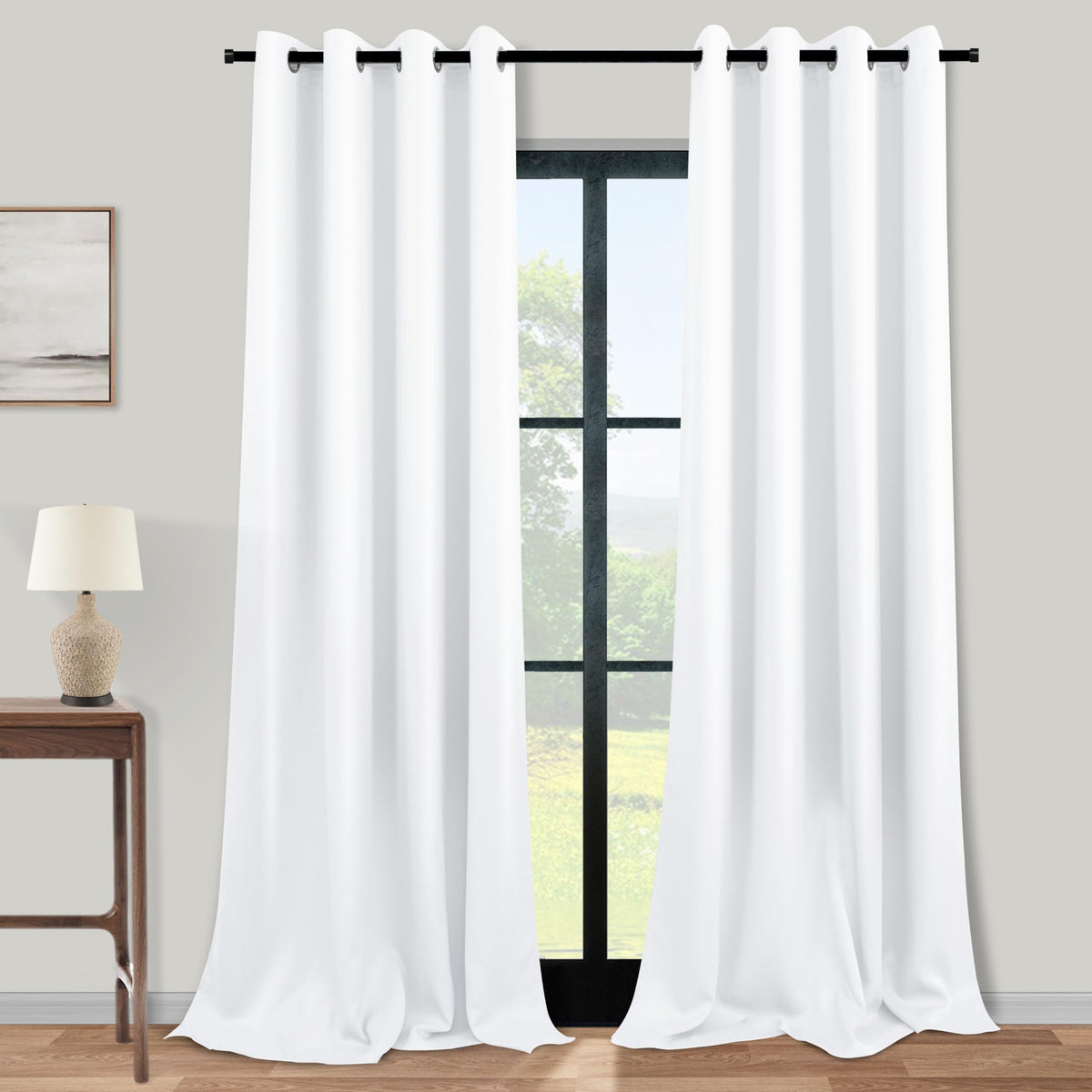 White Curtains 108 Inches Long For Living Room 2 Panels Set 60 Percent Blackout Thermal Insulated Energy Efficient Light Blockin