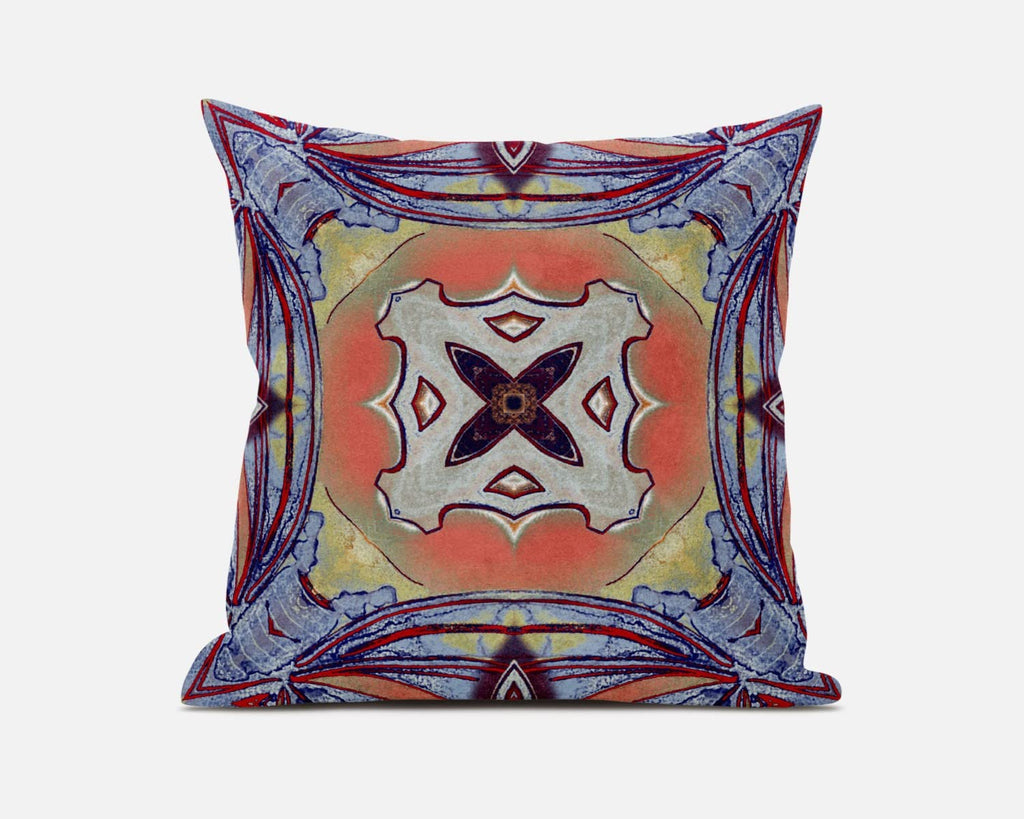 HomeRoots 18â€ Purple Orange Geo Tribal Suede Throw Pillow
