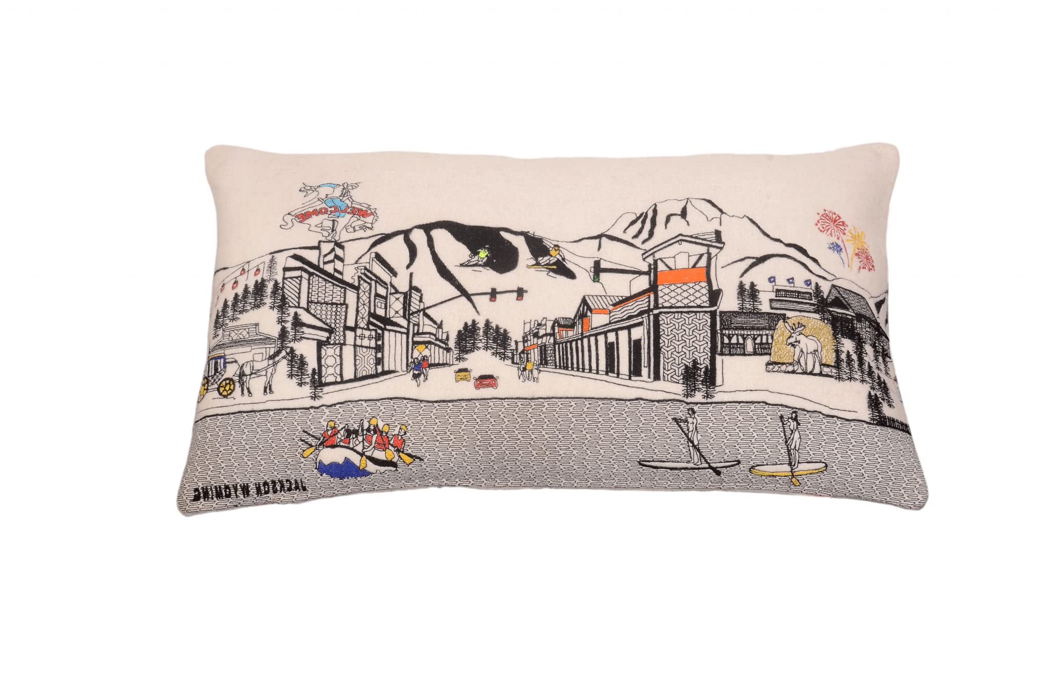 HomeRoots Cream 24' White Jackson Daylight Skyline Lumbar Decorative Pillow