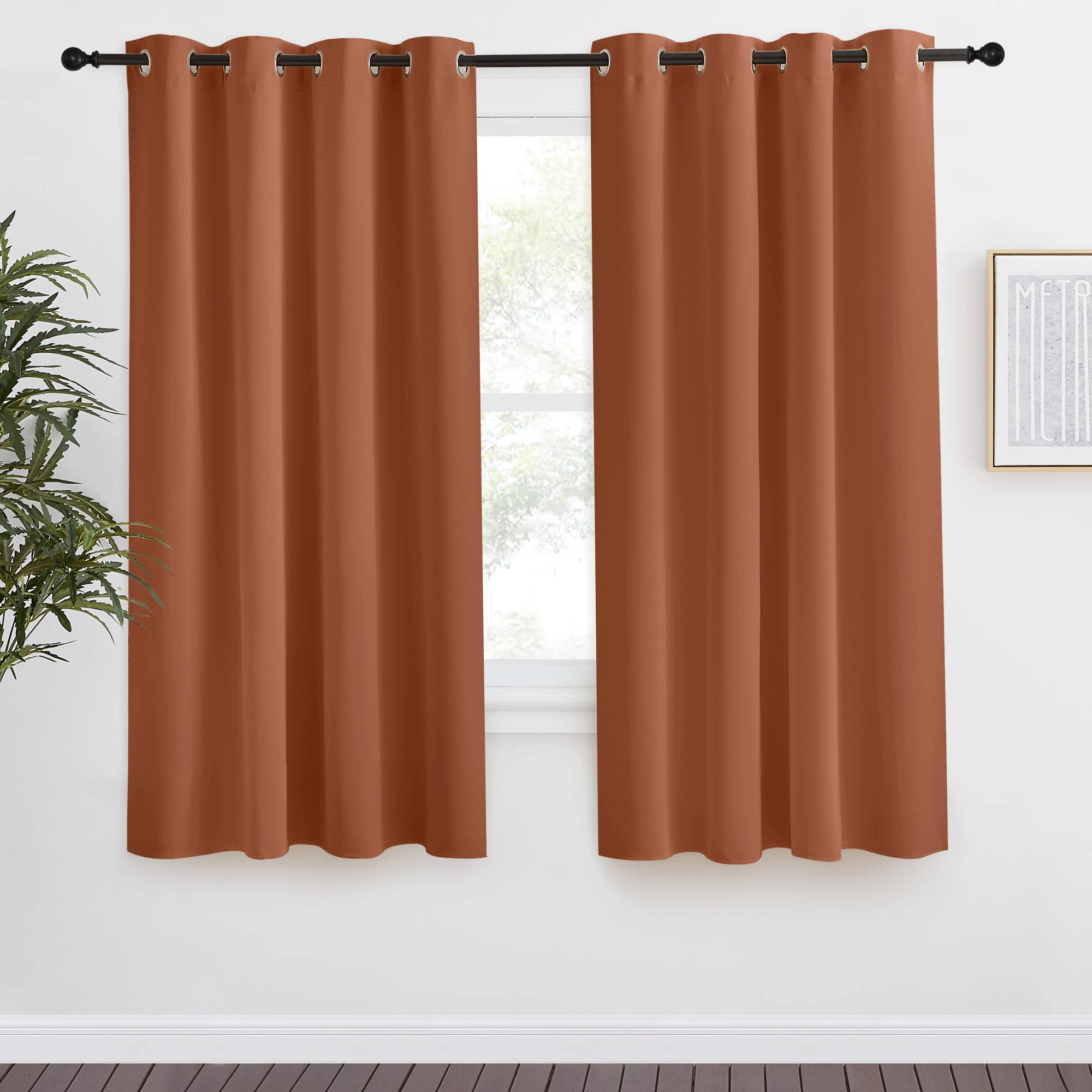 NICETOWN Halloween Blackout Burnt Orange Curtain & Drape, Burnt Orange, W55 x L68, 1 Panel, Room Darkening Light Blocking Window