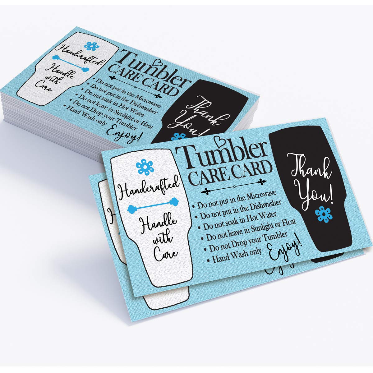 Tumbler Care Card - Business Cards - 3.5' X 2' Standard Business Card - Set Of 50 - Blank Stationery - Beautiful And Minimalis