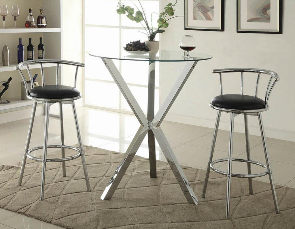 Coaster Home Furnishings Denali Round Glass Top Bar Table Chrome