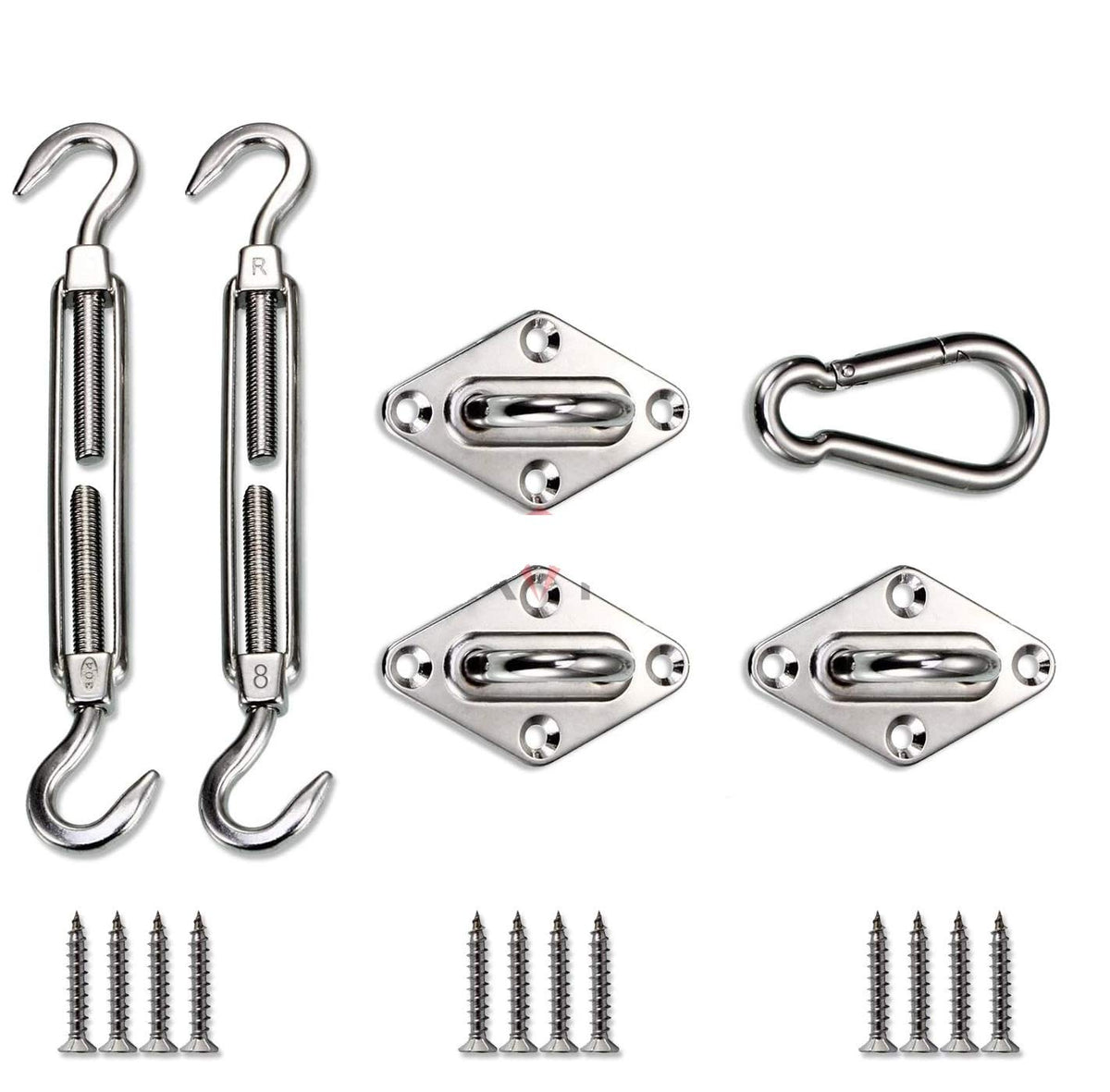 Patio Paradise Heavy Duty Shade Sail Hardware Kit for Triangle Sun Shade Sail Installation - 6 Inch