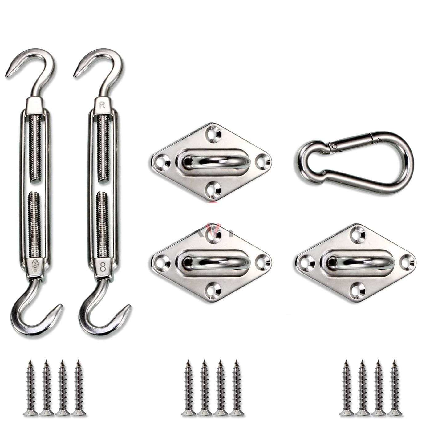Patio Paradise Heavy Duty Shade Sail Hardware Kit for Triangle Sun Shade Sail Installation - 6 Inch