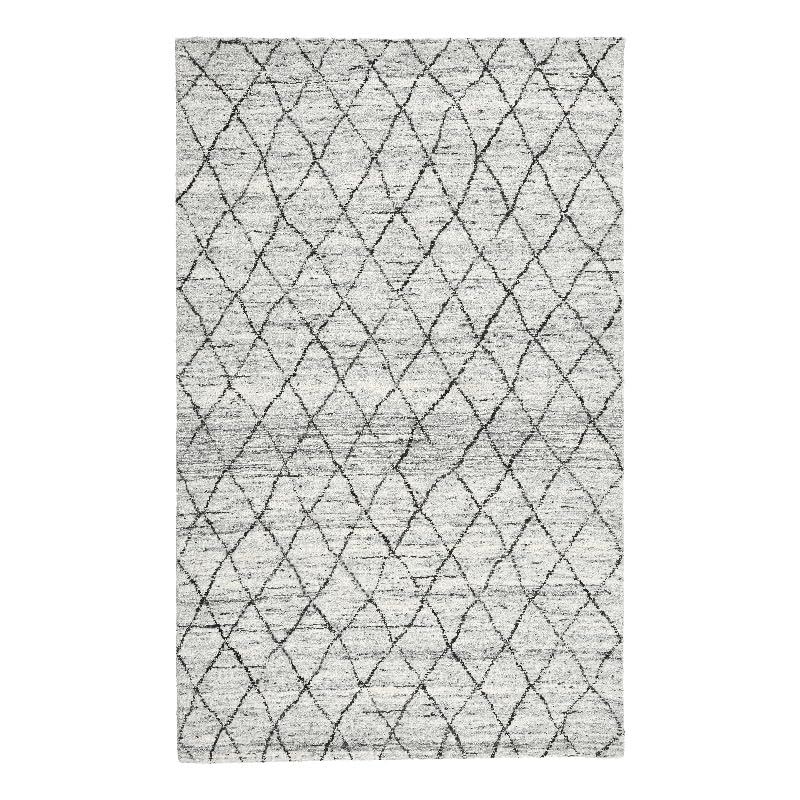 Kosas Home Hastings 24 x 36 Diamond Wool Area Rug in Ivory/Gray