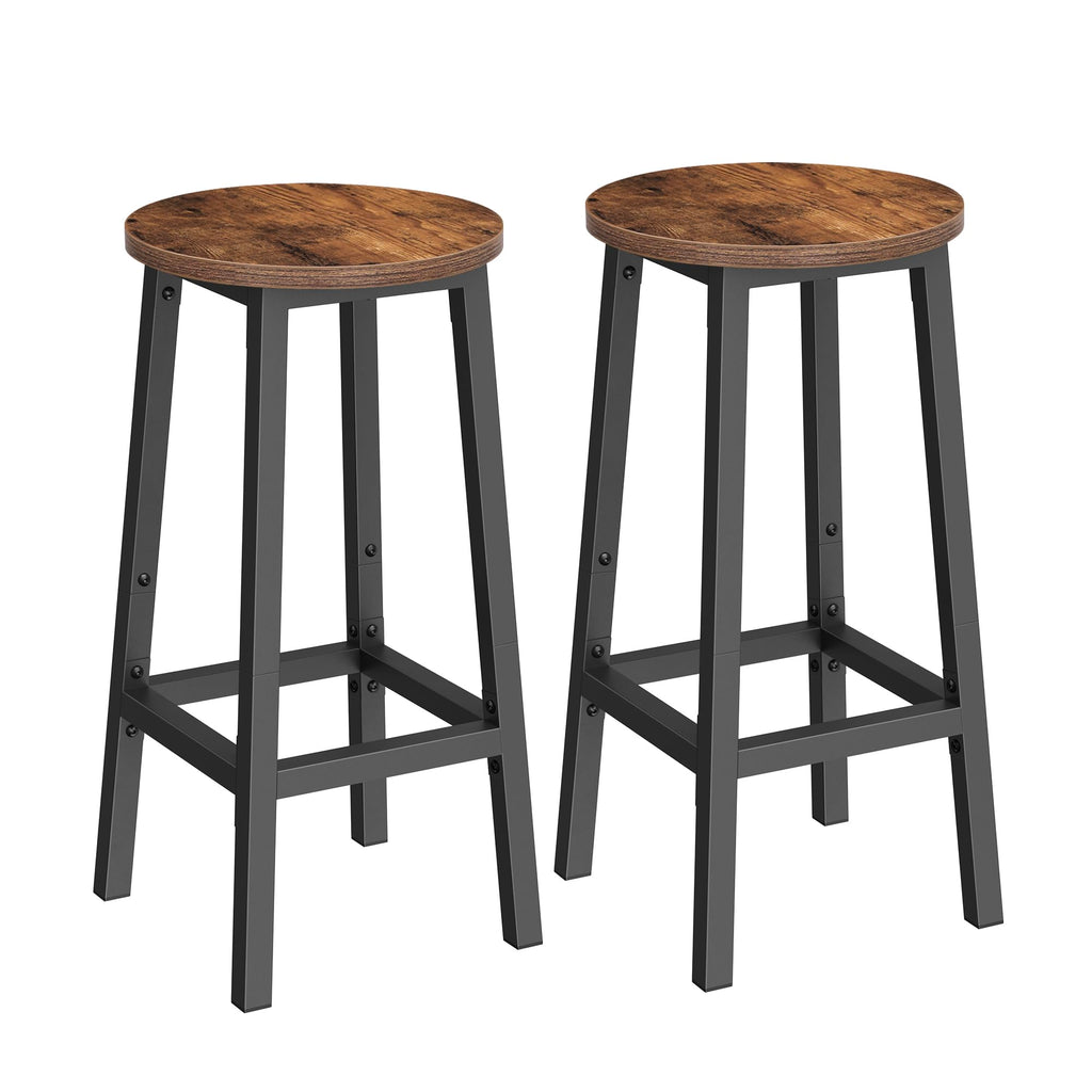 Vasagle Bar Stools, Set Of 2 Bar Chairs, Steel Frame, 25.2 Inch Tall, For Kitchen Dining, Easy Assembly, Industrial Design, Rustic Brown And Black Ulbc32X