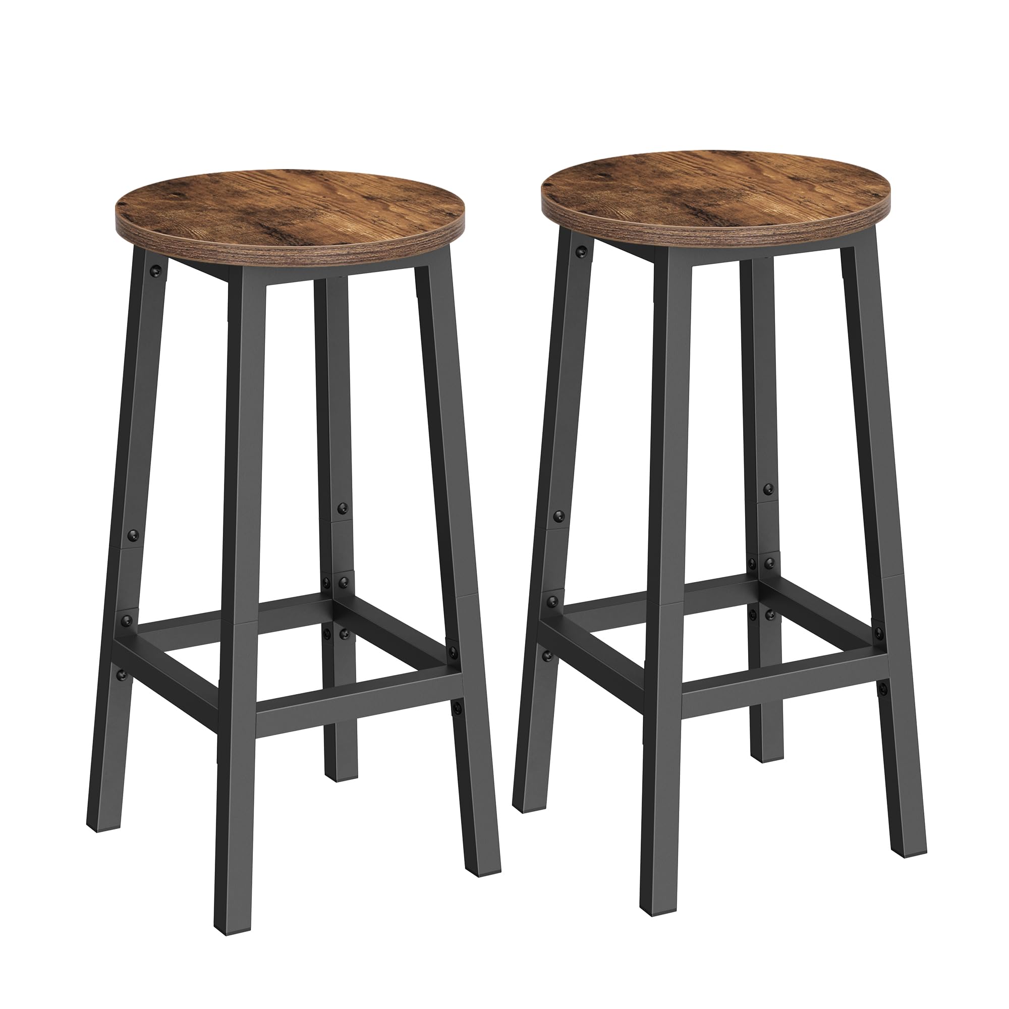 Vasagle Bar Stools, Set Of 2 Bar Chairs, Steel Frame, 25.2 Inch Tall, For Kitchen Dining, Easy Assembly, Industrial Design, Rustic Brown And Black Ulbc32X