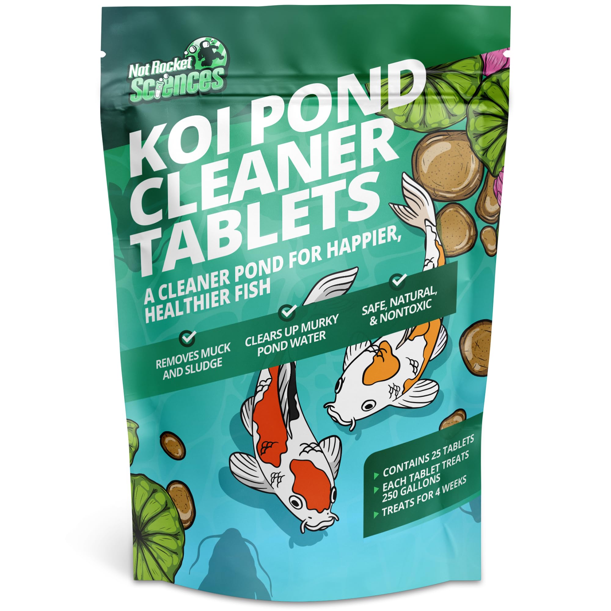 Koi Pond Cleaner Tablets - Makes The Pond Clear With Natural Pond Bacteria & Enzymes, Ideal For Koi Fish Pond - 25 Pcs. Koi Pond