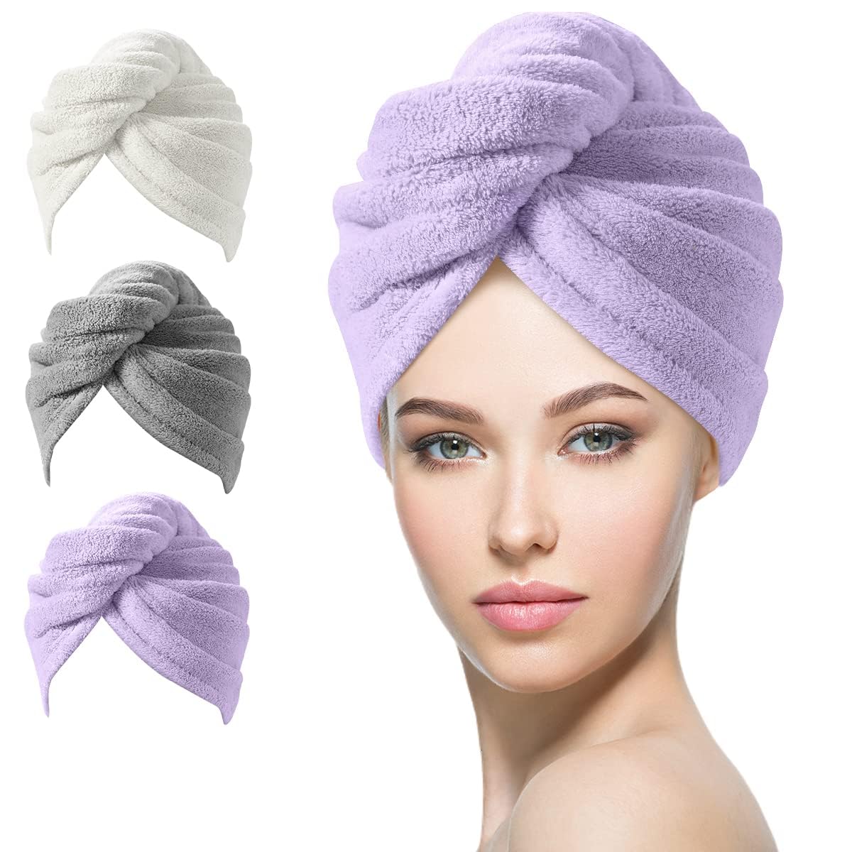 YFONG Larger Microfiber Hair Towel Wrap for Women, Purple, 30' X 10.2'