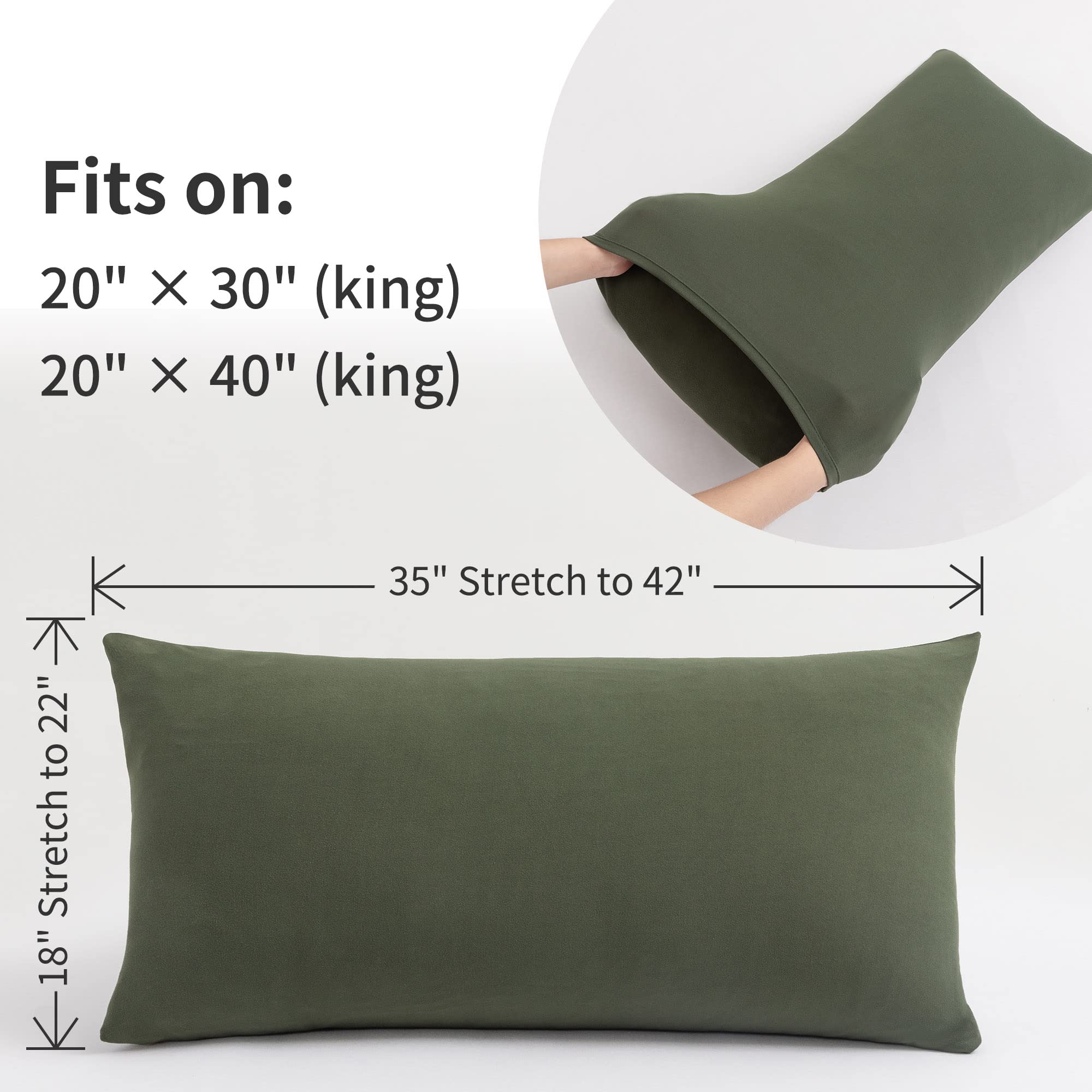 Stretch Pillow Cases King - Jersey Knit & Envelope Closure Pillowcases With Ultra Soft T-Shirt Like Polyester Blend - King Size