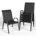 Vonzoy Patio Dining Chairs Set Of 6, Outdoor Stackable Dining Chairs High Back, Patio Furniture For Backyard, Porch, Garden, Poo