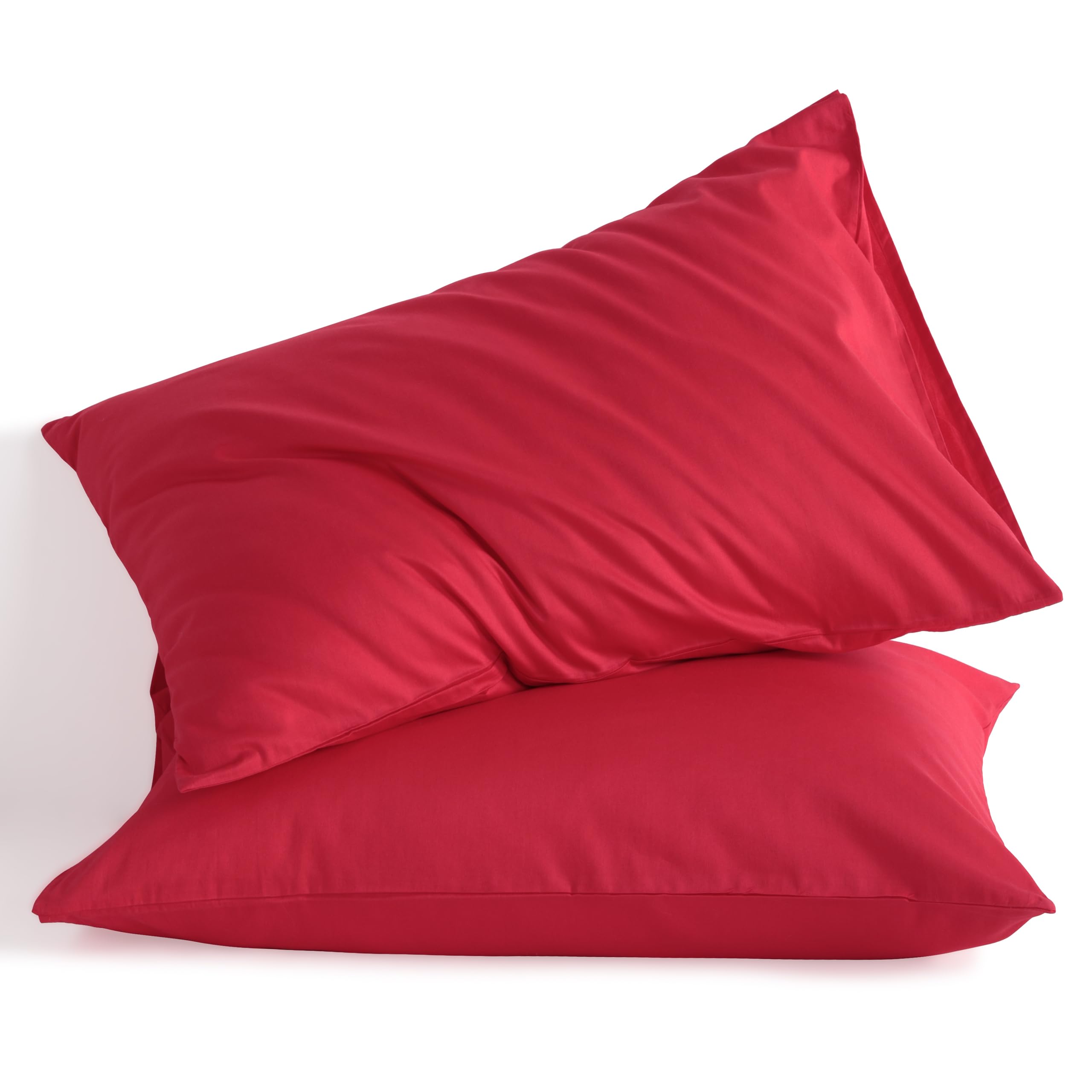 Ntbay Standard Cotton Pillowcases - Envelope Closure 20X26 Pillowcases Set Of 2, Breathable And Soft Bed Pillow Cases, Red
