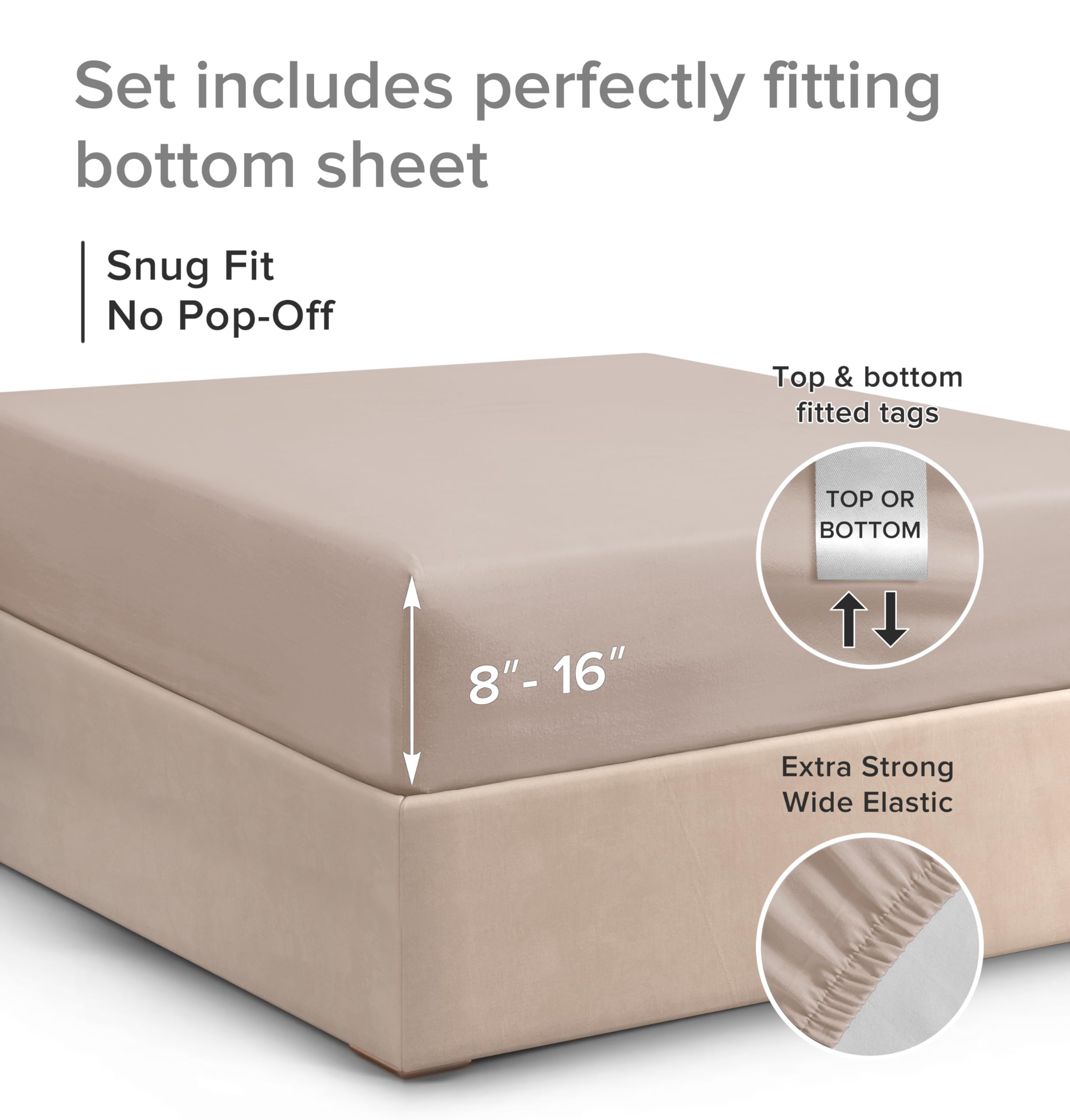 Full Size Fitted Bed Sheet - Hotel Luxury Single Fitted Sheet Only - Fits Mattress Up To 16 - Extra Soft, Wrinkle Free, Breathable, And Cooling - Bottom Fitted Sheet - Wheat Single Fitted Sheet Only