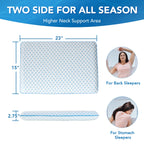 Cooling Gel Flat Pillow For Stomach And Back Sleepers, Ultra Thin Pillow For Sleeping, Slim Stomach Sleeping Pillow For Shoulder