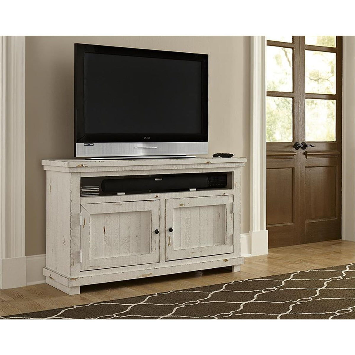 Progressive Furniture Willow Console, 54&quot;, Distressed White