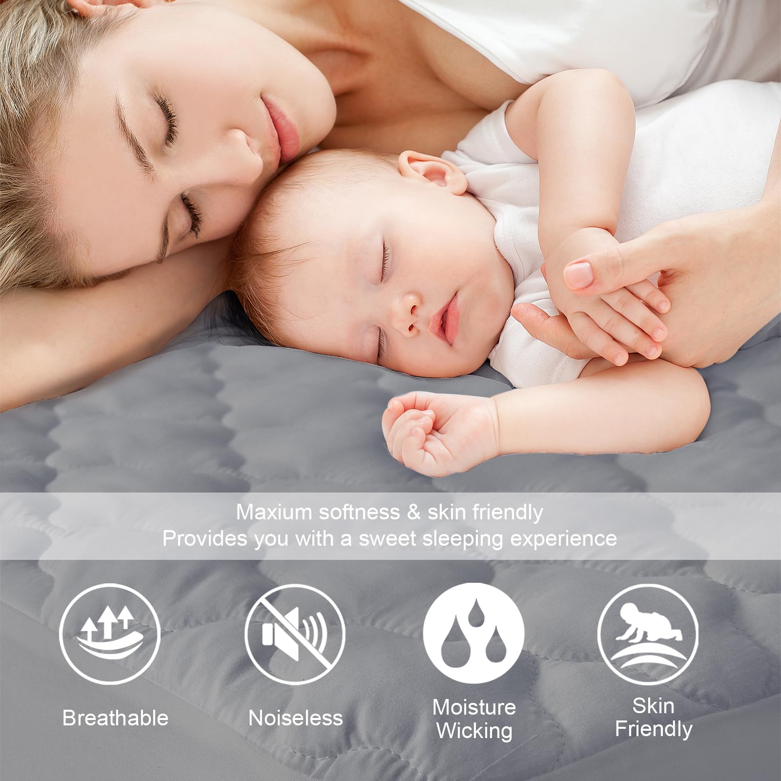 Twin Mattres Protector Pad Waterproof Quilted, Breathable & Cooling Twin Size Mattress Topper Cover Fitted For Kids With Deep Po