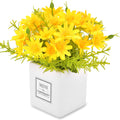 AIFUSI Artificial Flowers, Daisy Flower with Vase Silky Artificial Daisies Bouquet Fake Plant Bonsai for Home Office Wedding Dec