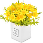 AIFUSI Artificial Flowers, Daisy Flower with Vase Silky Artificial Daisies Bouquet Fake Plant Bonsai for Home Office Wedding Dec