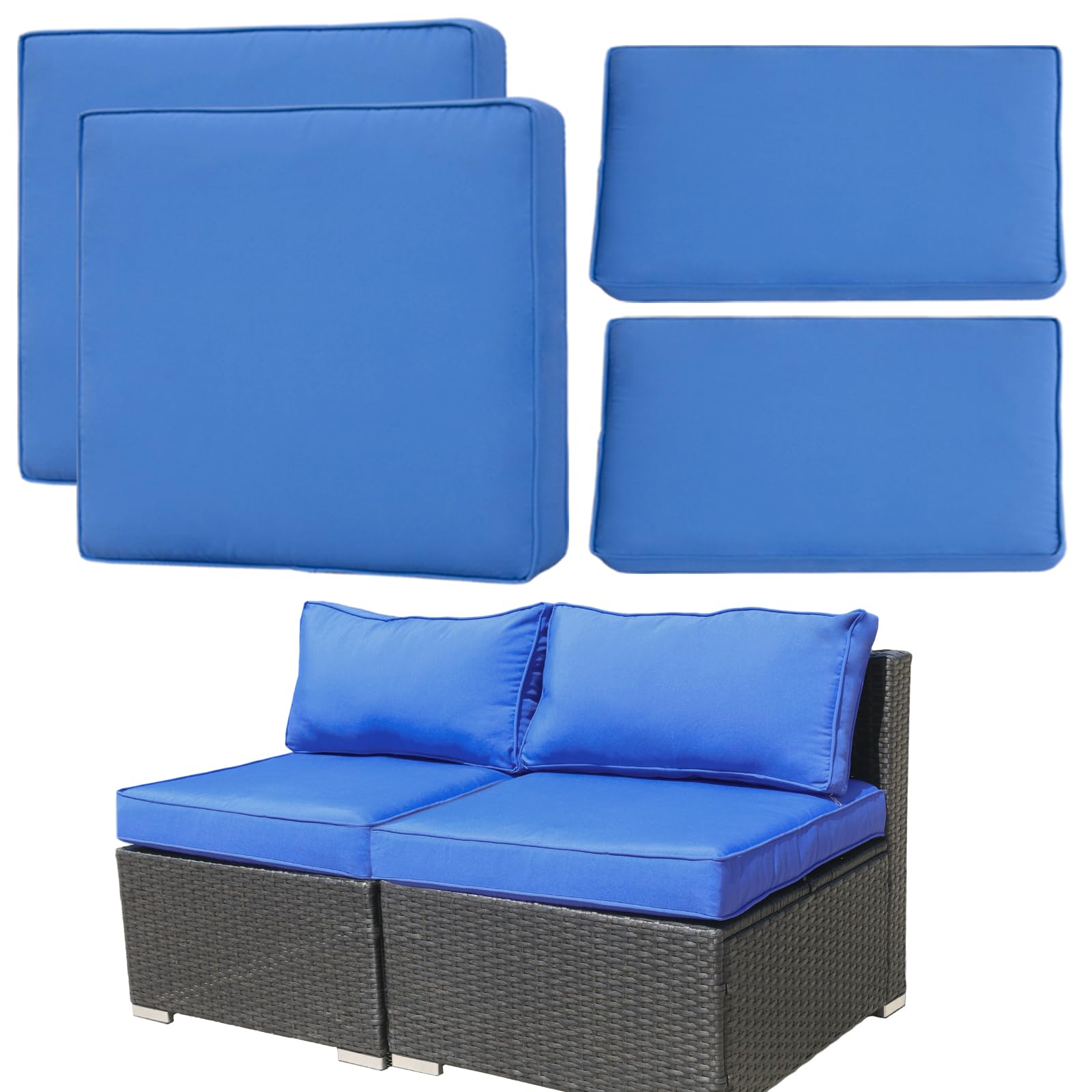Fkslife 4Pcs Patio Cushion Covers Replacement,Outdoor Patio Seat Cushion Covers Furniture Sofa Covers,Waterproof Back Cushion Sl