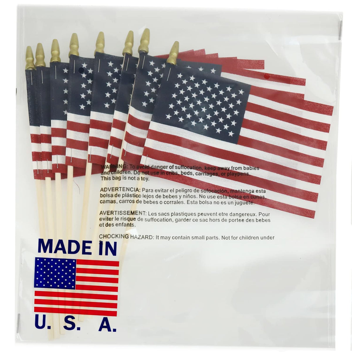 Giftexpress Set Of 12, Proudly Made In U.S.A. Small American Flags 4X6 Inch/Small Us Flag/Mini American Stick Flag/American Hand