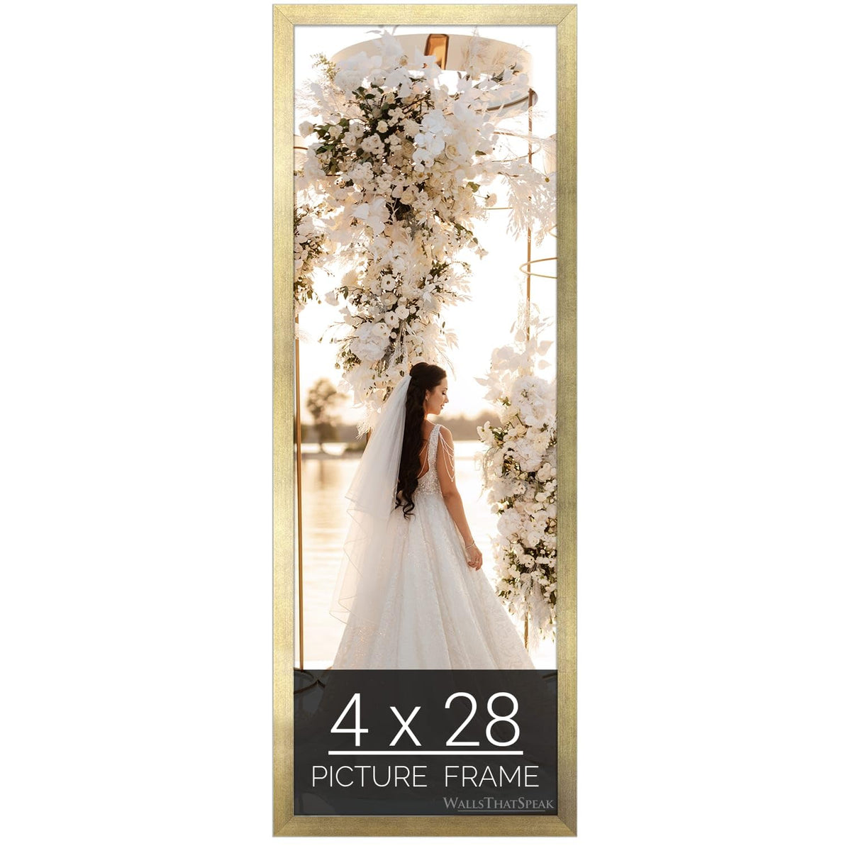 wallsthatspeak 4x28 Gold Picture Frame for Puzzles Posters Photos or Artwork